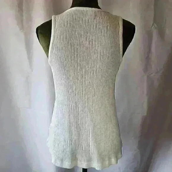 Old Navy Ribbed White Tank Top with Drawstring Front, Size XS Tall - Picture 2 of 5